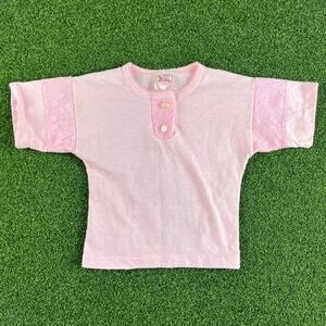 Vintage Buster Brown Toddler Pink Short Sleeve Henley T-Shirt Sz 2T